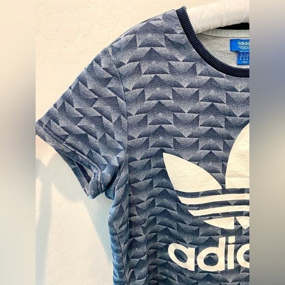 ADIDAS | Originals Chevron Trefoil Logo Tee Shirt Blue Graphic | Small - Picture 3 of 6
